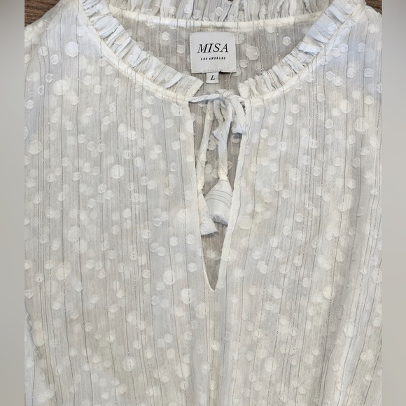 NWOT MISA Los Angeles Lilian White Lace Tiered Dress Size Large - Picture 9 of 13